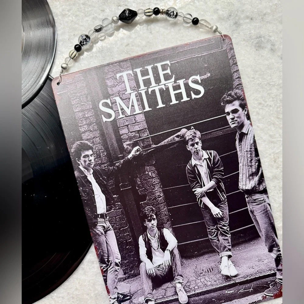 New The Smiths Band 80s Inspired Metal Wall Sign w/ Beaded Hanger - 8” x 12”